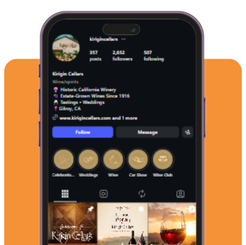 The Kirigin Cellars Instagram profile, run by CELLTOB